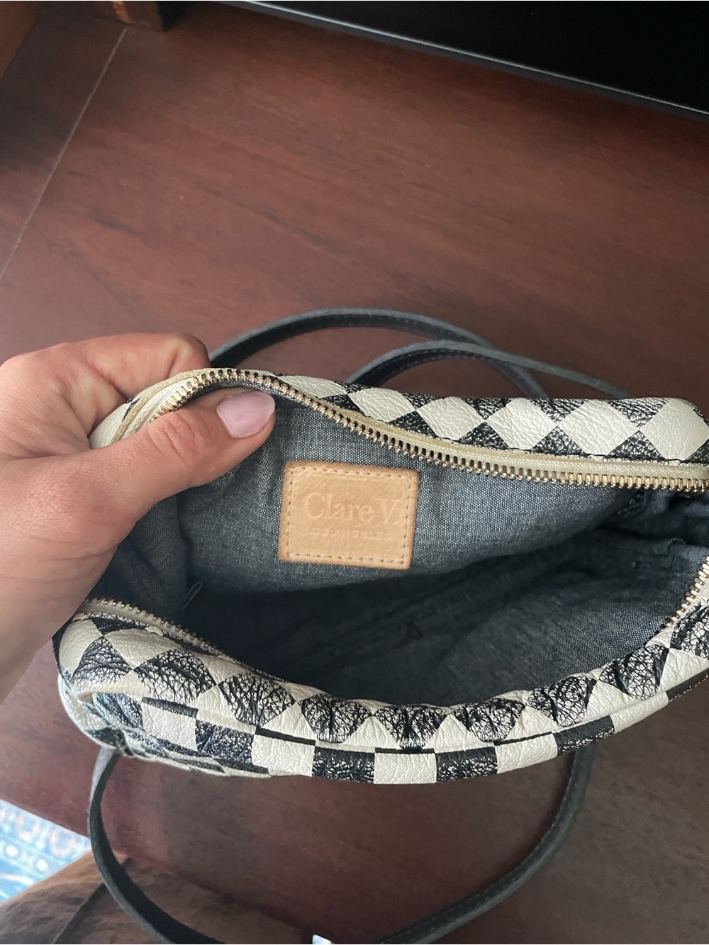 Clare V Black and White Checkerboard Crossbody Bag - Picture 3 of 3